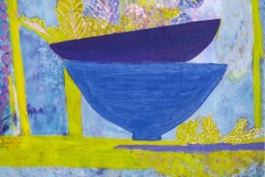 Blue Flower Pots on Window Sill Acrylic Painting | 56×46